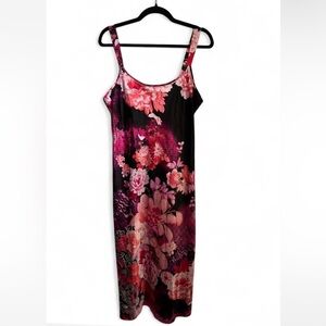 Vintage Cruz Natori Pink floral midi dress with adjustable straps satin material